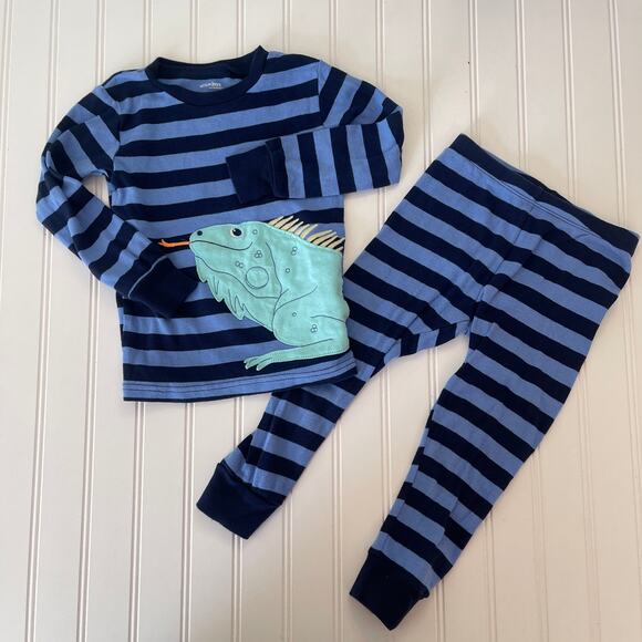 Carters Applique Iguana Striped Pajama Bottoms and Top Size Boys 3T - Picture 1 of 4
